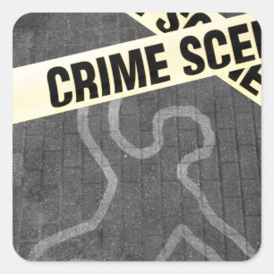 Eine Kontur einer Person auf einer Straße. Mord? S Quadratischer Aufkleber