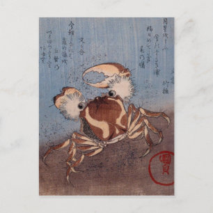 Eine Krabbe an der Küste von Utagawa Kunisada Postkarte
