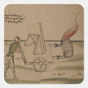 Eine Kriegsmaschine, Illustration von 'De Quadratischer Aufkleber