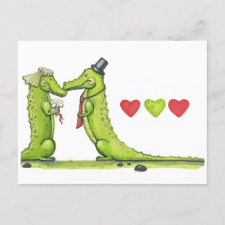 Eine Krokodilhochzeit. Postkarte