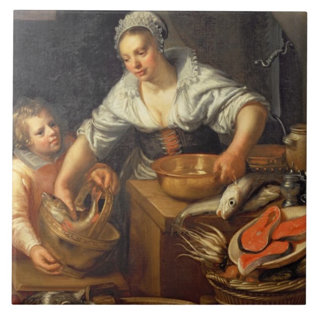 Eine Küchen-Szene Fliese (Vorderseite)