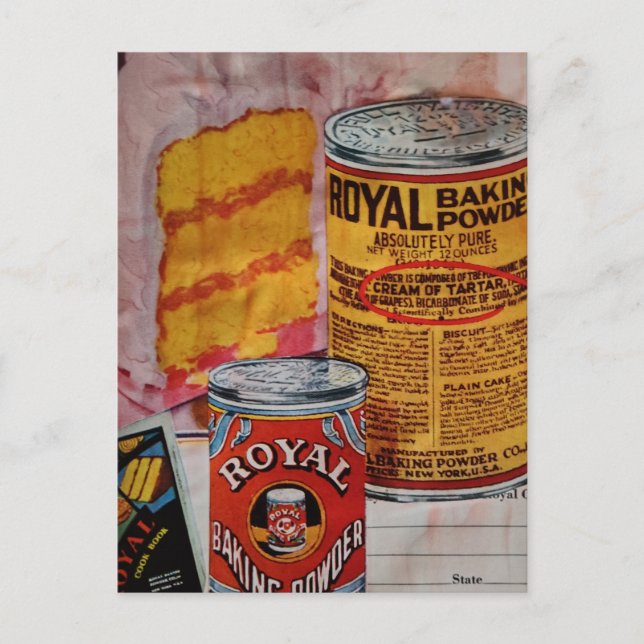 Eine Kuchen- und Backpulver-Collage Postkarte (Vorderseite)