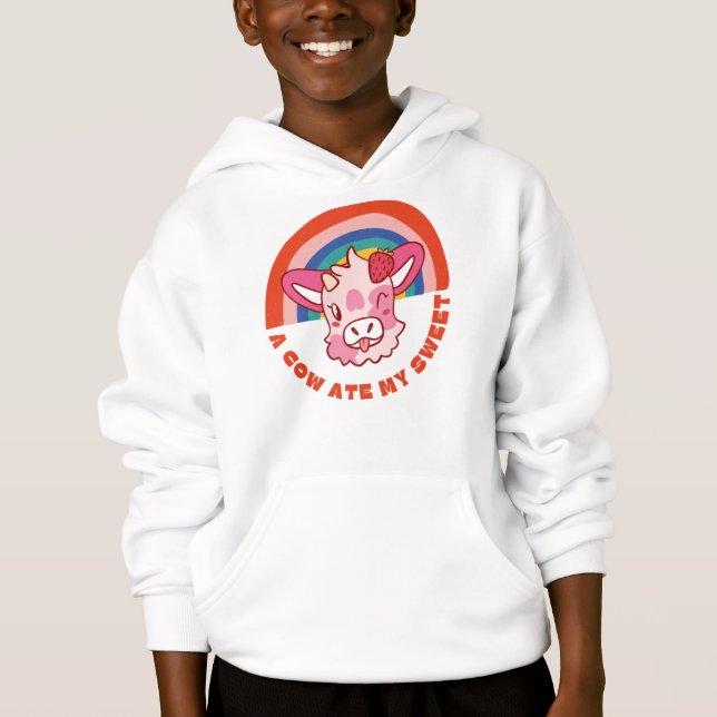 Eine Kuh aß meinen süßen Slogan Hoodie (Vorderseite)