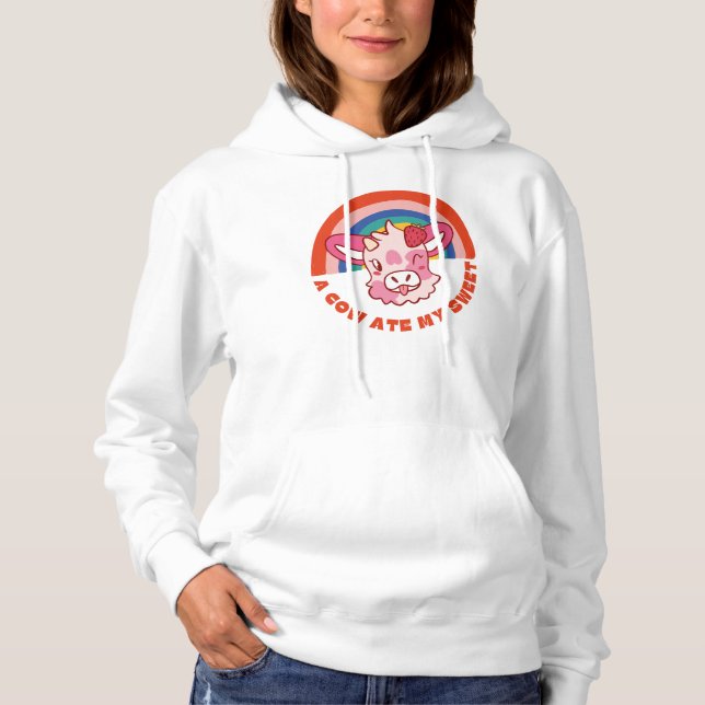 Eine Kuh aß meinen süßen Slogan Hoodie (Vorderseite)