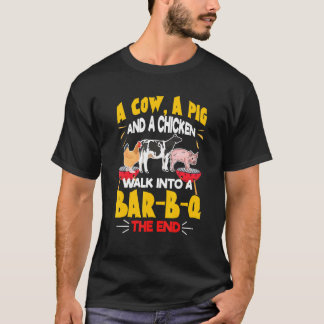 Eine Kuh, ein Schwein und ein Huhn gehen in die Ba T-Shirt