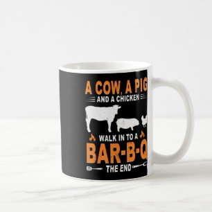 Eine Kuh, ein Schwein und ein Huhn gehen in eine R Kaffeetasse