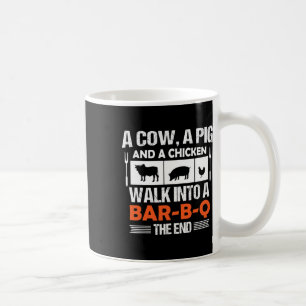Eine Kuh, ein Schwein und ein Huhn gehen in eine R Kaffeetasse