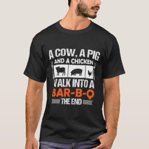 Eine Kuh, ein Schwein und ein Huhn gehen in eine R T-Shirt