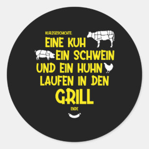 Eine Kuh, ein Schwein und ein Huhn laufen in den G Runder Aufkleber