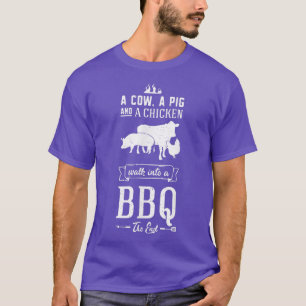 Eine Kuh, ein Schwein und ein Huhn wandern in ein  T-Shirt