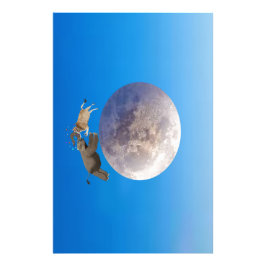 Eine Kuh und ein Elefant sprangen über den Mond Fotodruck