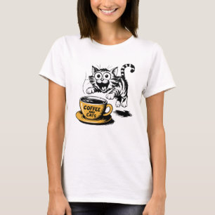 Eine künstlerische Zeichnung einer süßen Katze mit T-Shirt