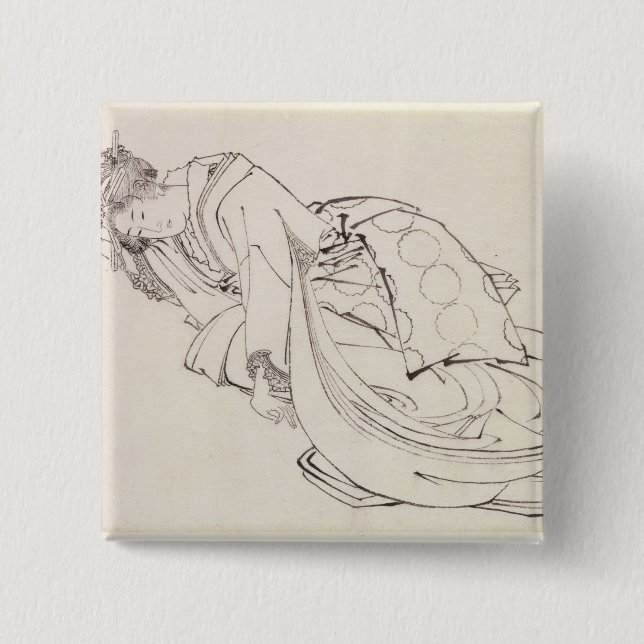 Eine Kurtisane, die eine Schale, 18.-1. Button (Vorderseite)