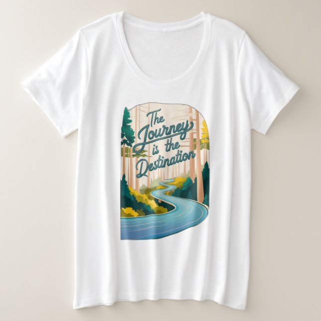 Eine kurvenreiche Straße, die durch den Wald führt Große Größe T-Shirt (Design vorne)