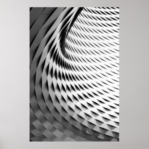 EINE KURVIERTE FASSADE, DIE IN DER WEISSEN LATTICE POSTER