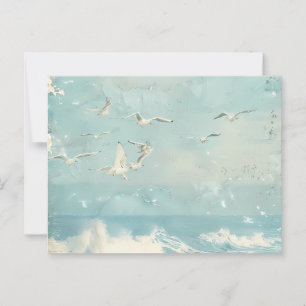 Eine Küsten Vögel Ozean Meer Himmel Collage Hinter Postkarte