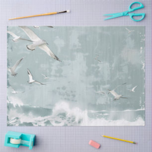 Eine Küsten Vögel Ozean Meer Himmel Collage Hinter Seidenpapier