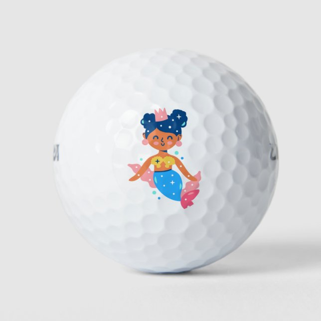 Eine lächelnde Meerjungfrau-Prinzessin Golfball (Vorderseite)