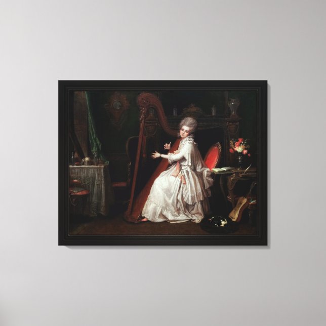 Eine Lady, die auf Harfe spielt von Richard Cosway Leinwanddruck (Vorderseite)