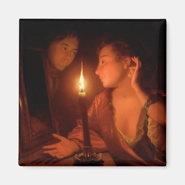 Eine Lady, die einen Ohrring von Candlelight bewun Magnet (Vorne)