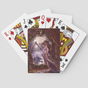 Eine Lady in der Spiegelspielkarte Spielkarten