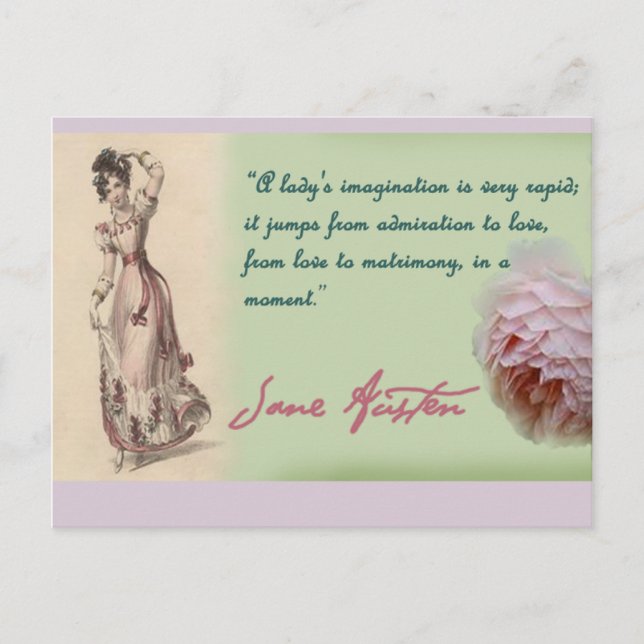 Eine Ladys Imagination, Jane Austen Zitat Postkarte (Vorderseite)