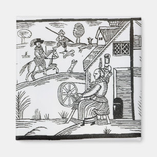 Eine Land-Szene mit einem Frauenspinnen Magnet