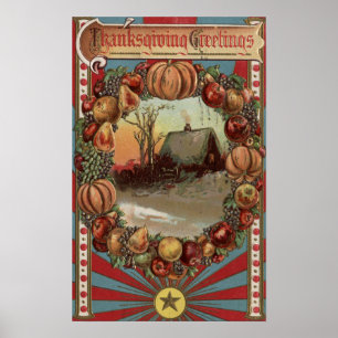 Eine Land-Szene mit Erzeugnis-Grenze Poster