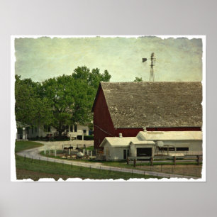 Eine ländliche Iowa-Bauernhof-Szene Poster