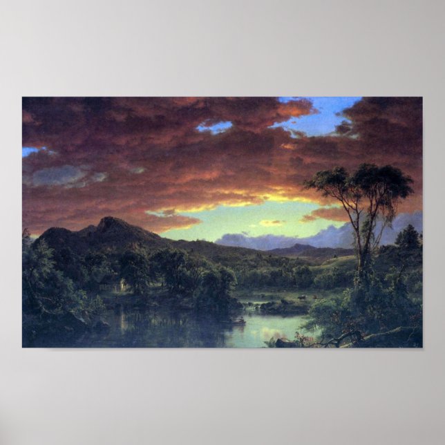 Eine ländliche Zuhause von Frederic Edwin Church Poster (Vorne)