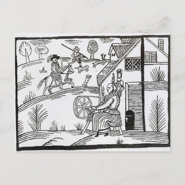 Eine Landschaft mit einer sich drehenden Frau Postkarte (Vorderseite)