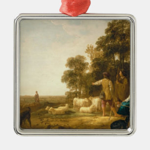 Eine Landschaft mit Schäfern und Shepherdesses Ornament Aus Metall