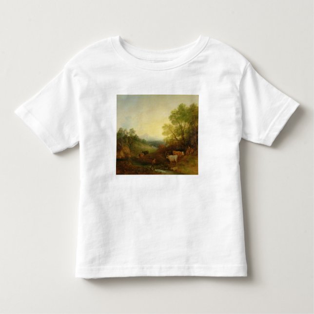 Eine Landschaft mit Vieh und Zahlen durch einen Kleinkind T-shirt (Vorderseite)