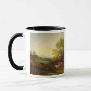 Eine Landschaft mit Vieh und Zahlen durch einen Tasse