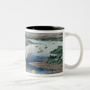 Eine Landschaft und ein Meerblick Zweifarbige Tasse