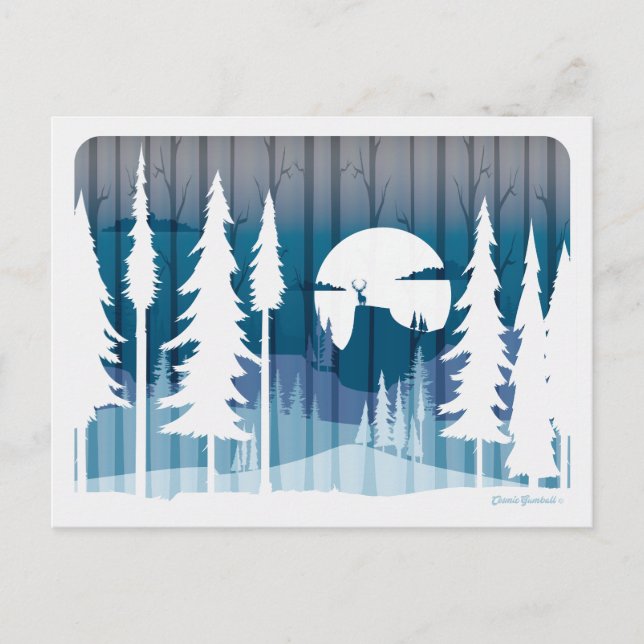 Eine lange Winternacht im vergessenen Wald - Postkarte (Vorderseite)