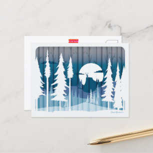 Eine lange Winternacht im vergessenen Wald - Postkarte