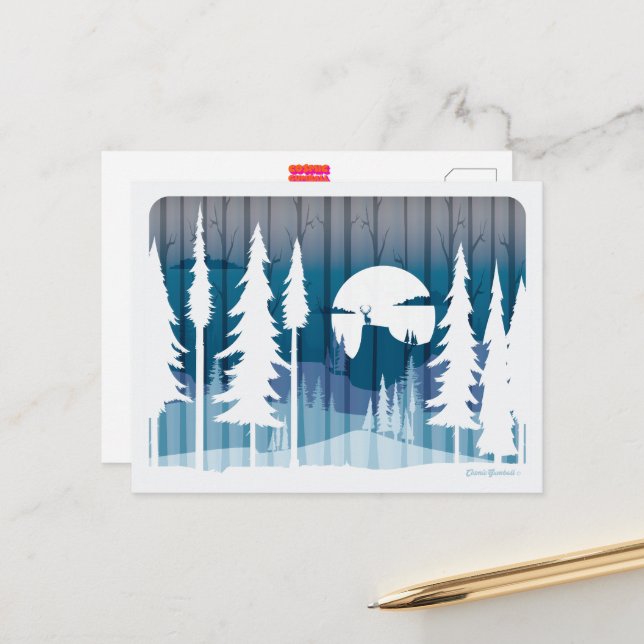 Eine lange Winternacht im vergessenen Wald - Postkarte (Vorderseite/Rückseite Beispiel)