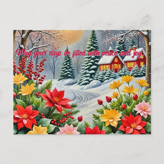 Eine lebendige Blumengarten Weihnachtskarte Postkarte (Vorderseite)
