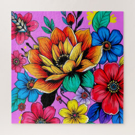 Eine lebendige Blumenillustrierung Puzzle