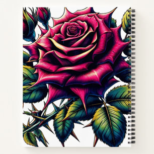 Eine lebendige farbige Rose - Notebook Notizbuch