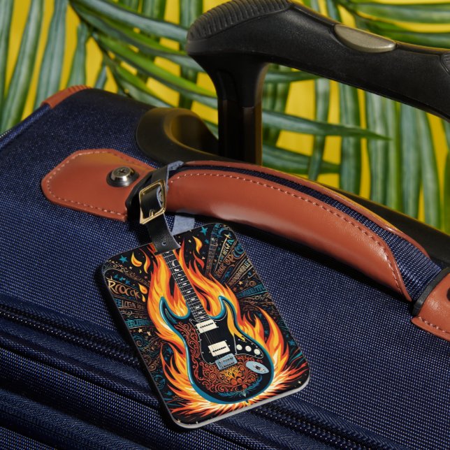 Eine lebendige Gitarre in einem leidenschaftlichen Gepäckanhänger (Vorderseite Insitu 1)