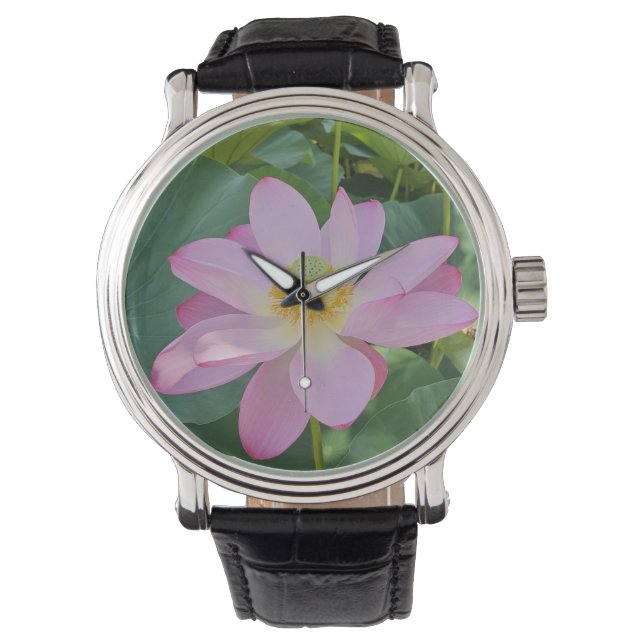 Eine lebendige Lotus-Blume Armbanduhr (Vorderseite)