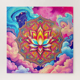 Eine lebendige Mandala- und Lotus-Blume Puzzle
