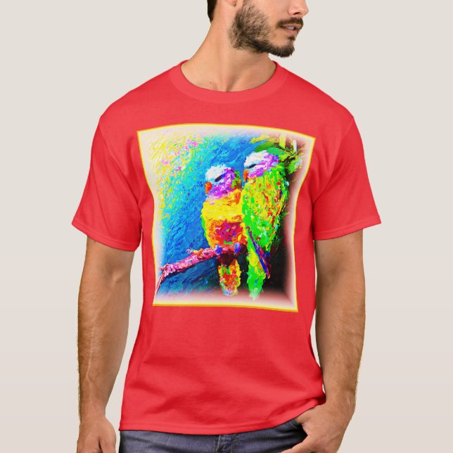 Eine lebendige und fröhliche Regenbogenvögel. Jetz T-Shirt (Vorderseite)