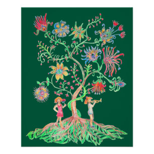 Eine lebendige Zeichnung zeigt einen Fantasiebaum Poster