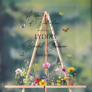 Eine Lebenszeit voller Schmetterlinge Wildblumen-B Acrylschild
