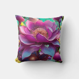 Eine lebhafte, rosa und lila Blume Kissen