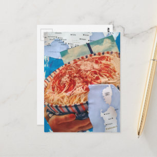 eine leckere Retro-Schüssel Spaghetti Italien Coll Postkarte