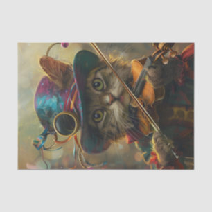 Eine leichte Katze, die Violine spielt Seidenpapier